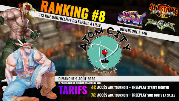 Affiche du ranking 2X, Soul Calibur 2 et Third Strike