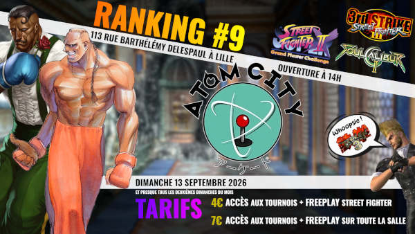 Affiche du ranking 2X, Soul Calibur 2 et Third Strike
